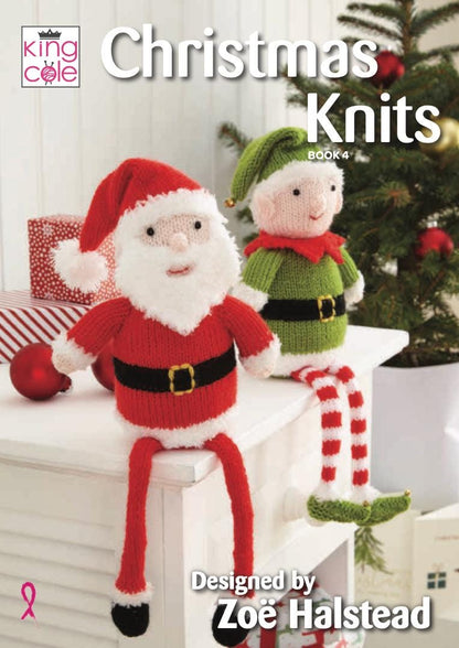 King Cole Christmas Knits Book 4 - Baubles Tea Cosy Cushion Stocking Garland & Shelf Sitters