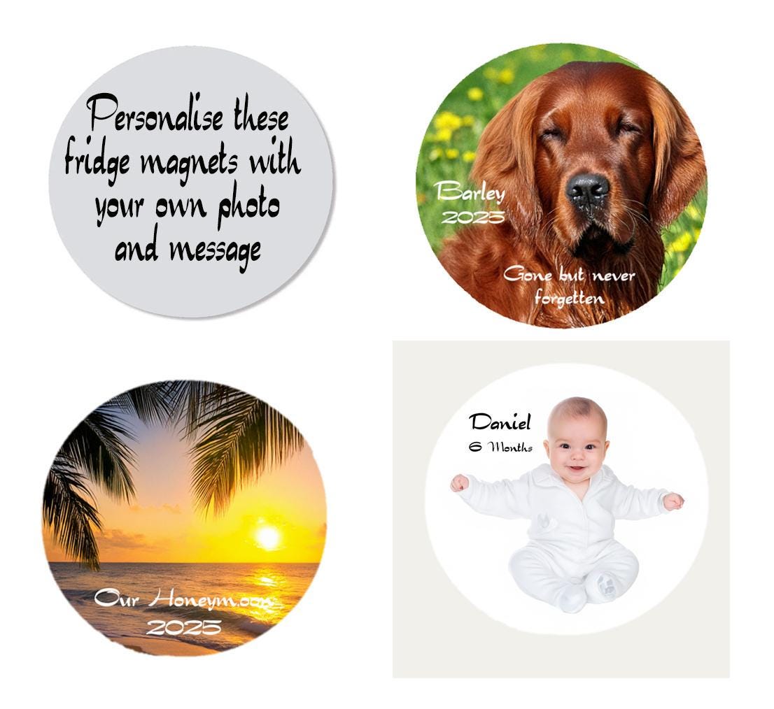 Personalised Circular Fridge Magnet Size 63mm