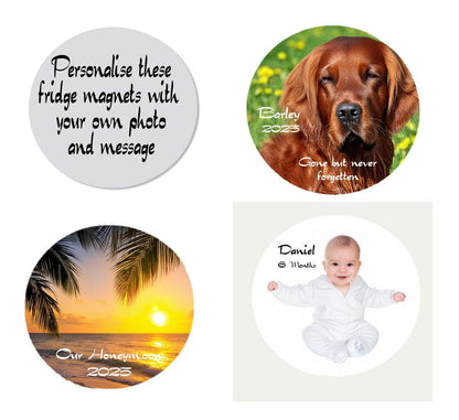 Personalised Circular Fridge Magnet Size 63mm