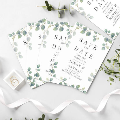 Personalised Botanical Wedding Save the Date Cards ~ Pack of 36