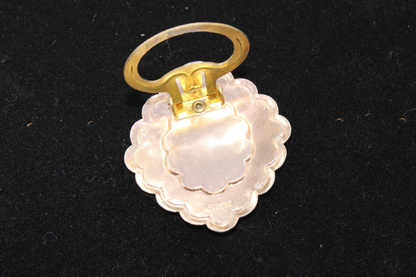 Vintage Silver Scarf Ring with Mother of Pearl Inlay