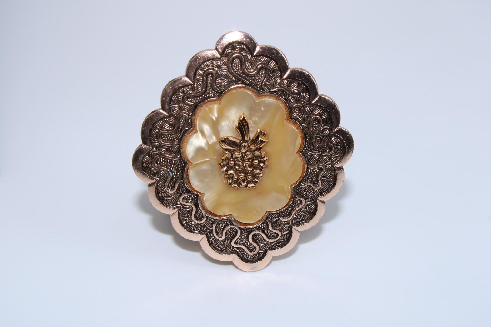 Vintage Silver Scarf Ring with Mother of Pearl Inlay