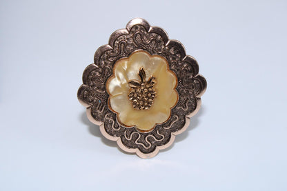 Vintage Silver Scarf Ring with Mother of Pearl Inlay