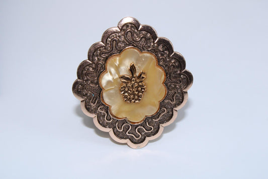 Vintage Silver Scarf Ring with Mother of Pearl Inlay