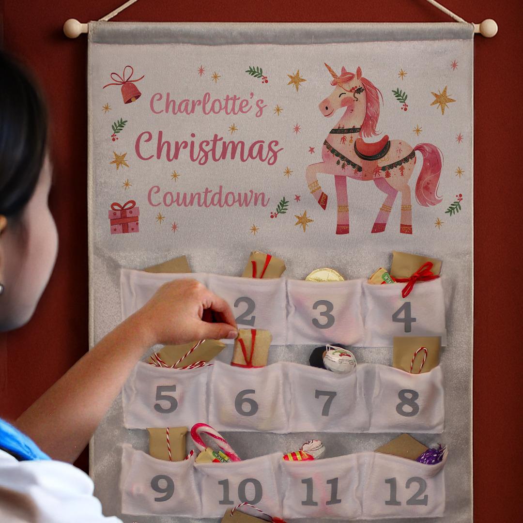 Personalised Unicorn Christmas Advent Calendar