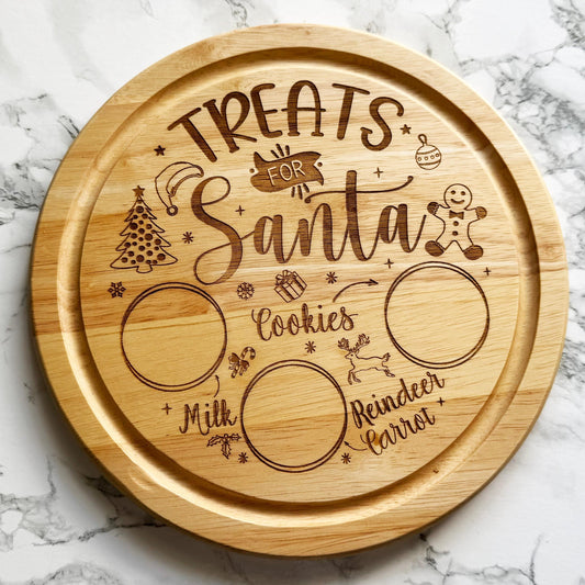 Rubberwood Round 'Treats for Santa' Christmas Eve Board