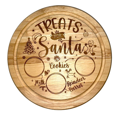 Rubberwood Round 'Treats for Santa' Christmas Eve Board