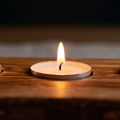 Olive Wood Flat Wooden Tealight Candle Holder - Various Sizes