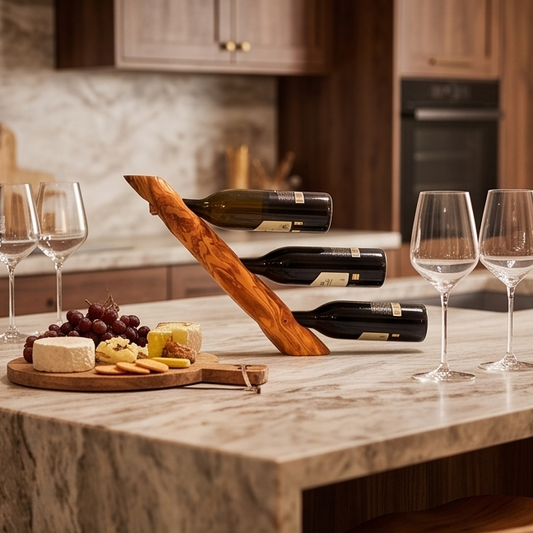 Olive Wood Bottle Holder Bar Accessories, Wine Lovers Gift