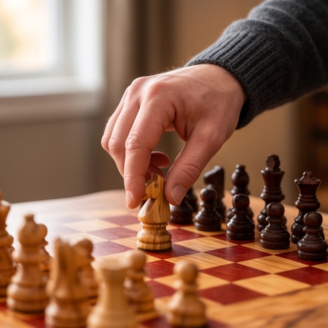 Olive Wood Handcrafted Rustic Shaped Wooden Chess Board Set With Pieces