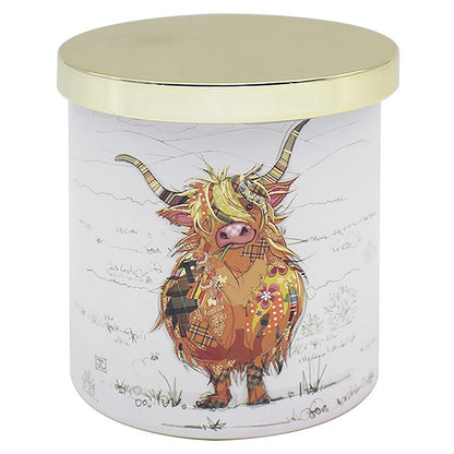 Lesser & Pavey Bug Art Candle with Gold Lid ~ Hamish Highland Cow