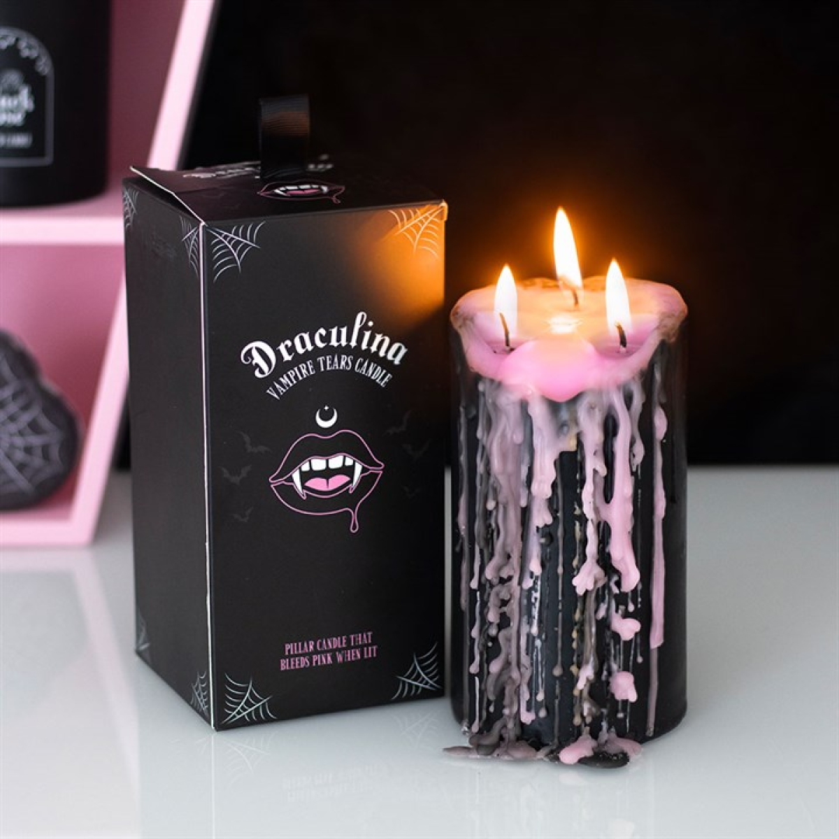 Large Pink Vampire Tears Pillar Candle