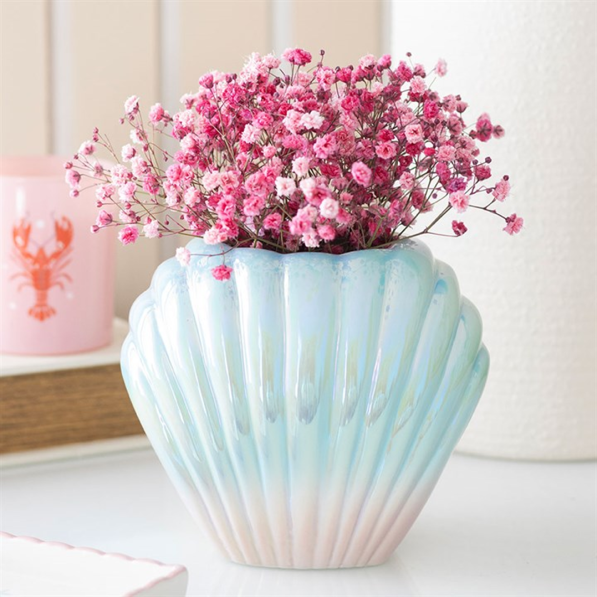 Iridescent Shell Flower Vase
