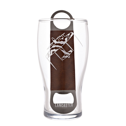RAF Etched Pint Glass & Bottle Opener Set - Lancaster