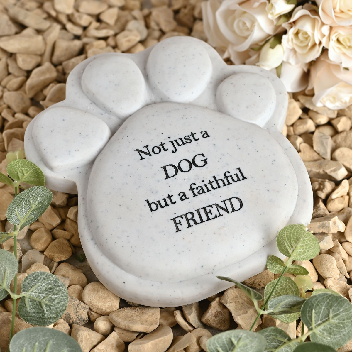Thoughts of You Pawprint Stone - Dog & Friend