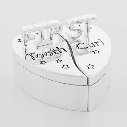 S/Plated Heart Shape First Tooth+Curl Box (Splits into 2 )