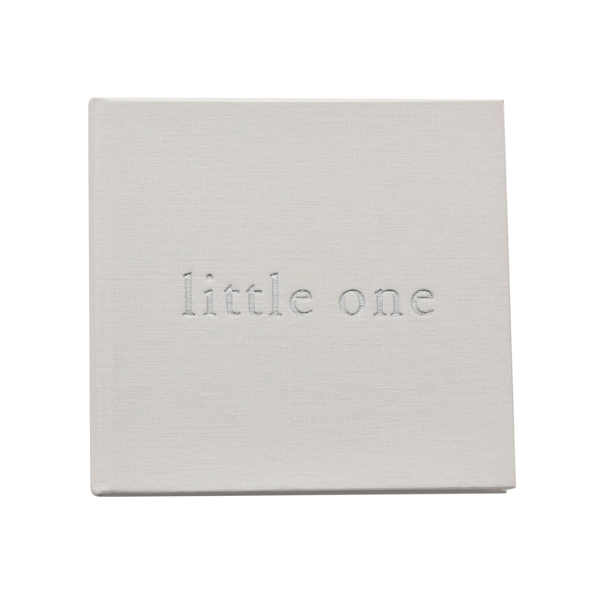 Linen photo album with 'little one' text on cover