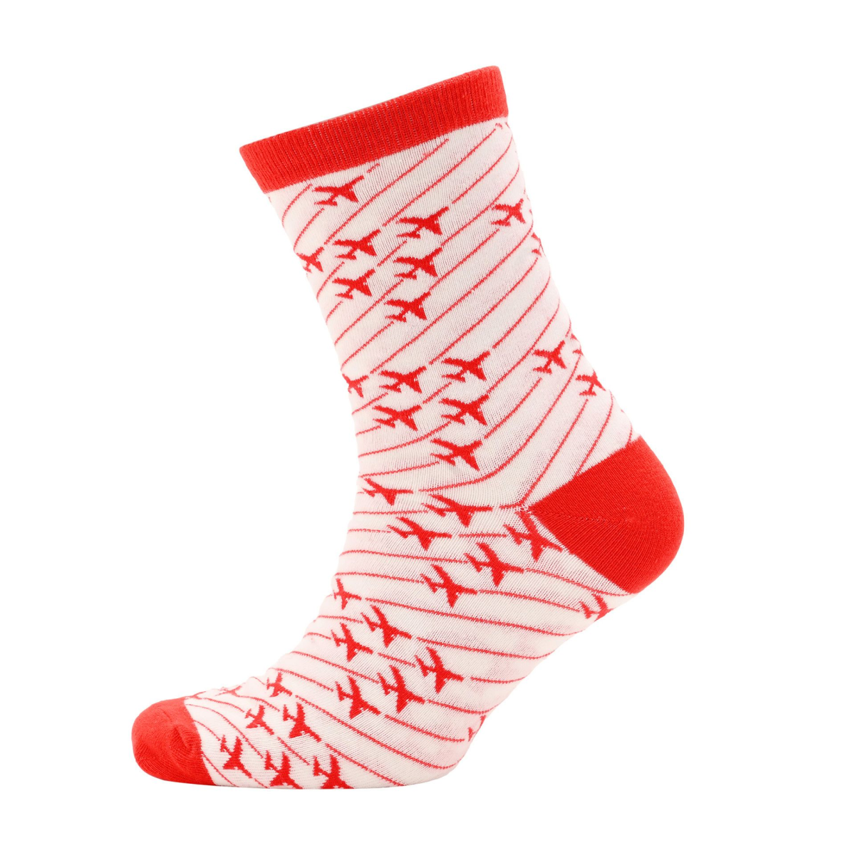 RAF men’s socks, white with red heel-toe and red plane pattern