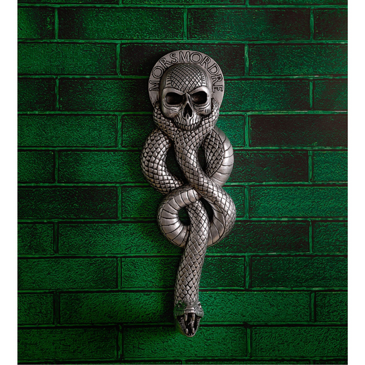 Warner Bros Harry Potter Morsmorde 3D wall plaque, silver snake-skull figure with eyes