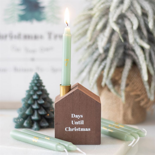 Set of 24 Mini Advent Candles with Holder
