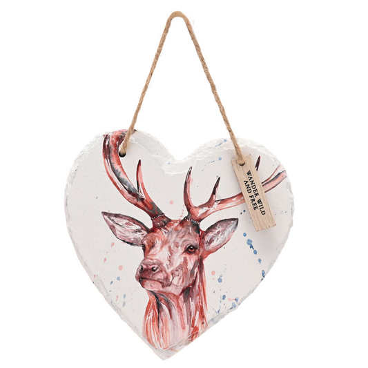 Meg Hawkins Slate Hanging Heart - Stag