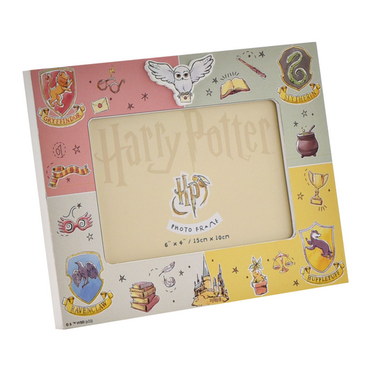 Harry Potter photo frame charms 6x4 in decorative illustrated border with house symbols
