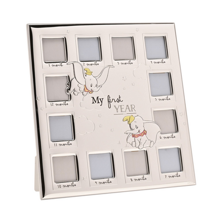 Disney Silver Dumbo My First Year Multi Aperture Frame - Made In Italy