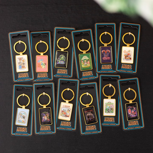 Set of 48 Enamel Keyrings by Steven Rhodes on Display