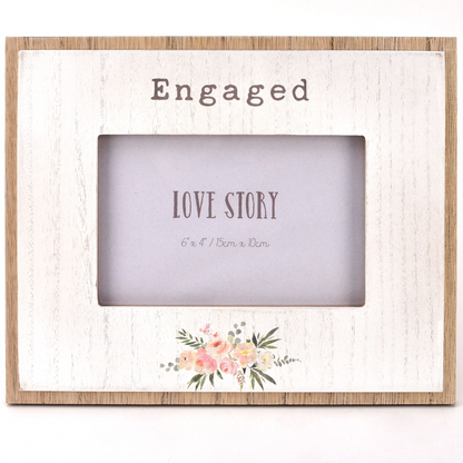 Love Story Photo Frame 6" x 4" "Engaged"