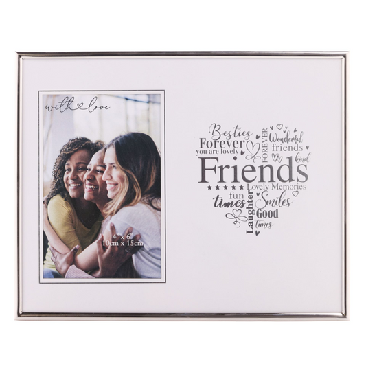 With Love Silver Heart Frame 4" x 6" - Friends