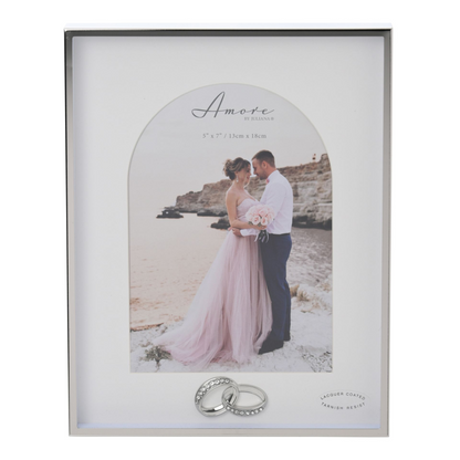 Amore Box  Arch Photo Frame With Rings 5" x 7"