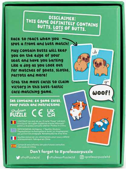 May Contain Butts - Hilarious Animal Matching Card Game for Kids & Families