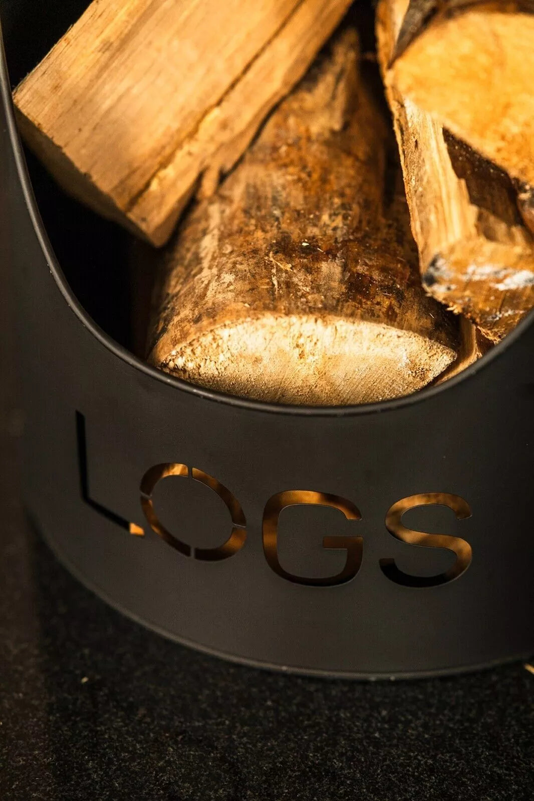 3 Piece Metal Log Kindling and Matchstick Holder Fireplace Set