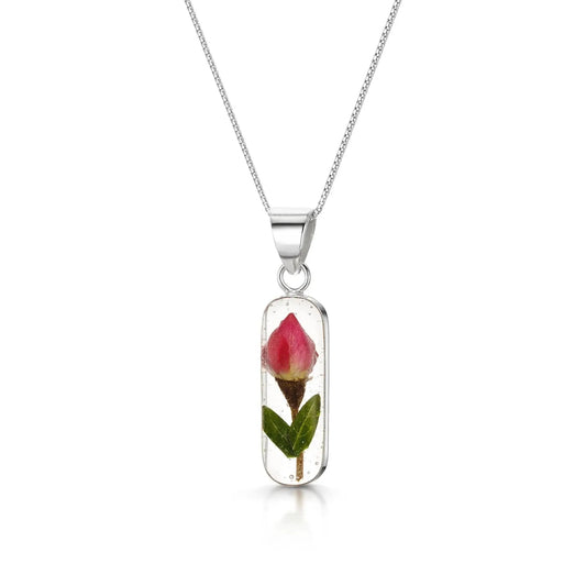 Miniature Rose Necklace 'Leela' Oval Pendant Necklace. Valentines Day Gift