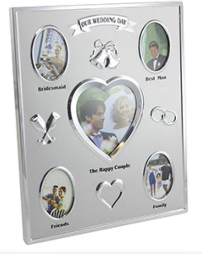 'Our Wedding Day' Silver Plated 5 Picture Multi Photo Frame