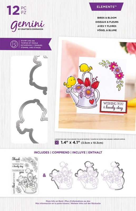 Gemini Character-Over-The-Edge Stamp & Die - Birds & Bloom