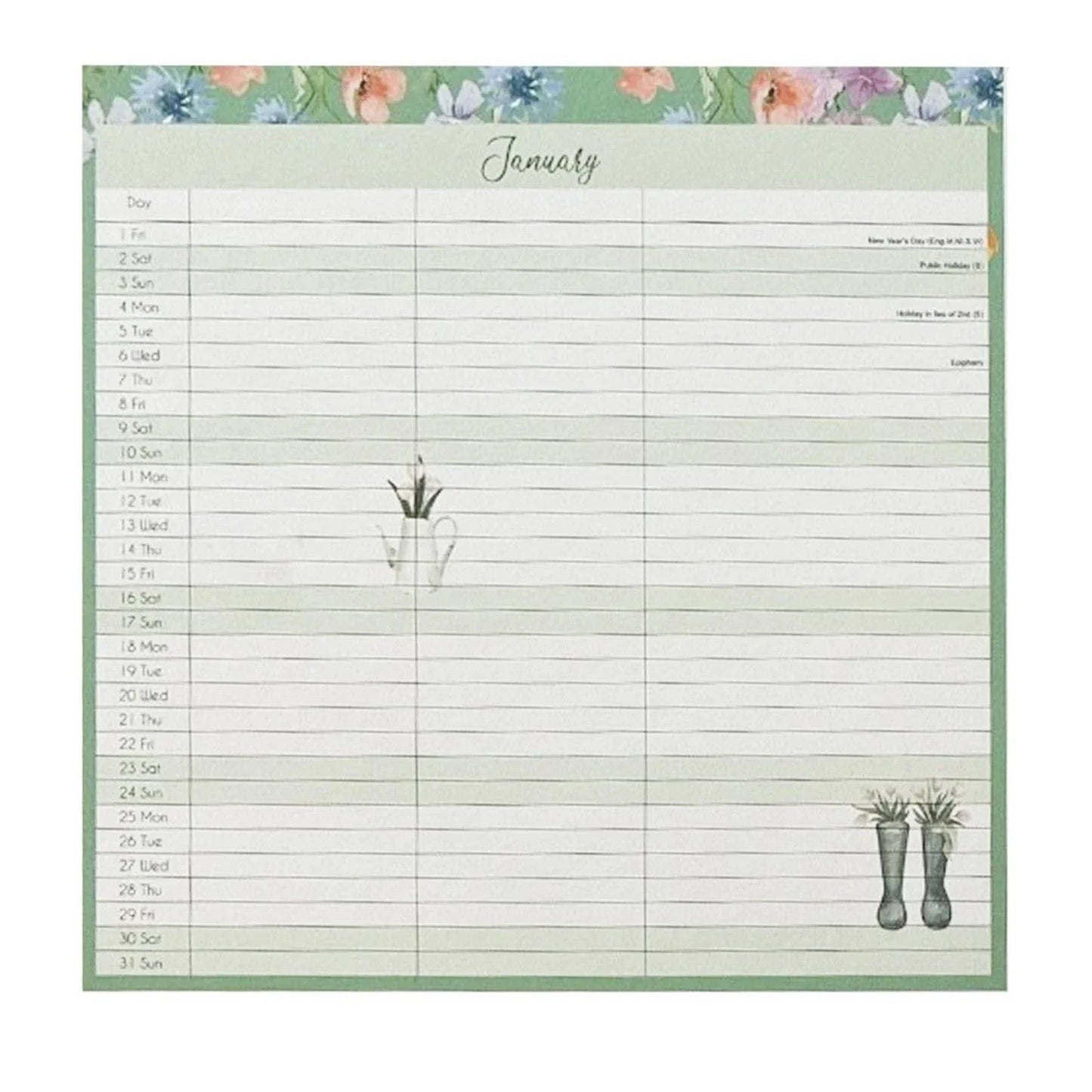 2027 Family Organiser Calendar - 3 Column Month To View Planner