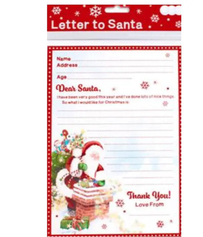 Letter to Santa template with Santa Claus illustration on a white background