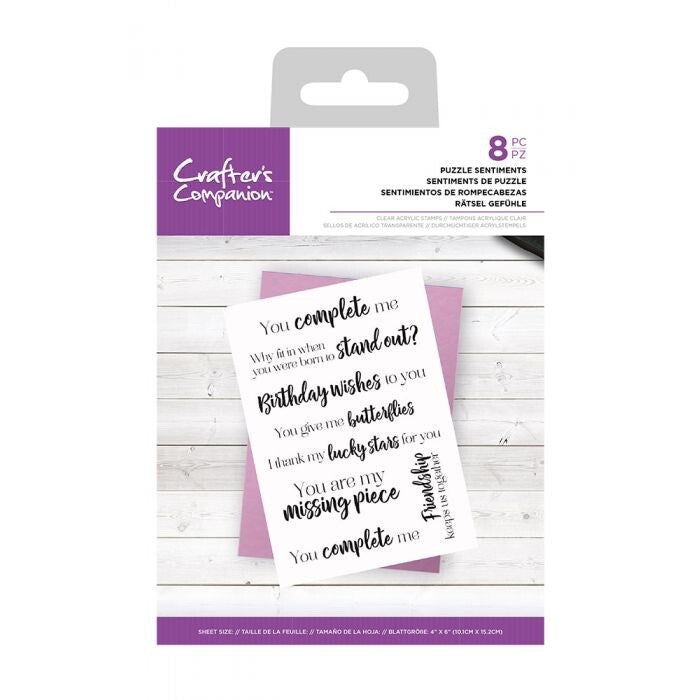 Crafters Companion Jigsaw Puzzle Sentiments Clear Stamp Set