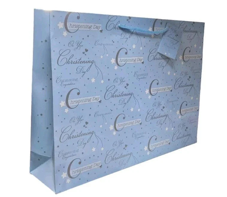 Xlarge Christening Day Gift Bag for BOYS Landscape BLUE Gift Bag