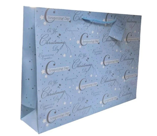 Xlarge Christening Day Gift Bag for BOYS Landscape BLUE Gift Bag