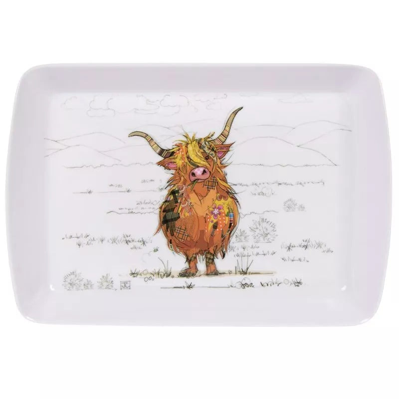 Highland Cow Serving Tray Small Melamine Hamish Food Platter Breakfast Tray