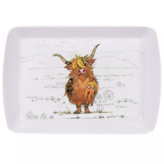 Highland Cow Serving Tray Small Melamine Hamish Food Platter Breakfast Tray