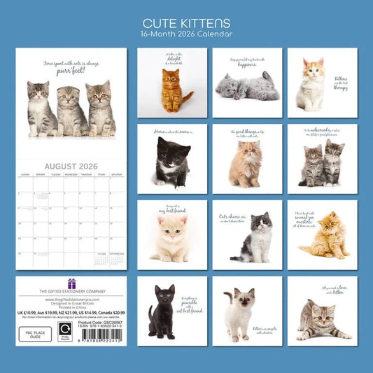 Cute Kittens 2026 - 16-Month Calendar: Original Gifted Stationery Calendar