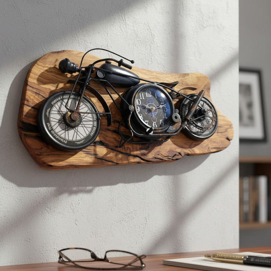 Beautiful Rustic Motorbike Wall Clock
