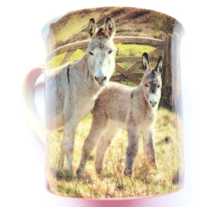 Grey Donkey with Foal Fine China Mug