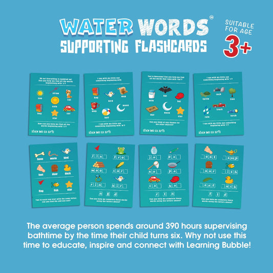 Water Words: Educational Bath Toys & Letter Games - Phonics Flash Cards and Alphabet Toys with Bath Crayons