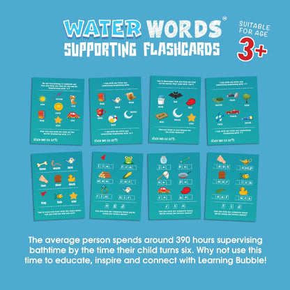 Water Words: Educational Bath Toys & Letter Games - Phonics Flash Cards and Alphabet Toys with Bath Crayons