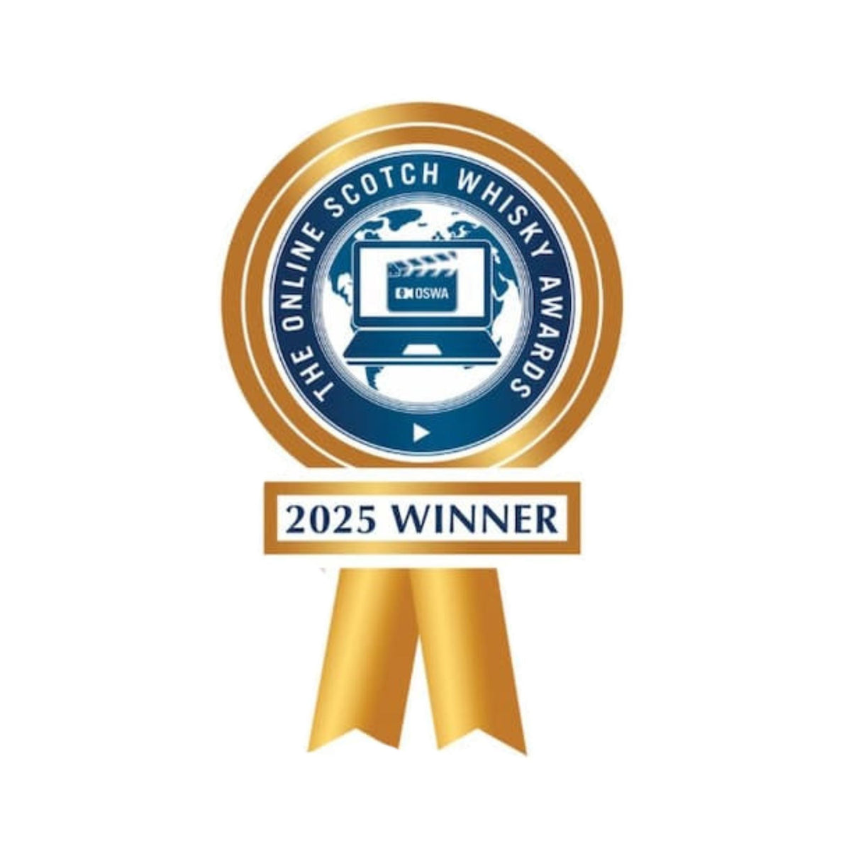 Scotch whisky awards 2025 winner badge with gold ribbon