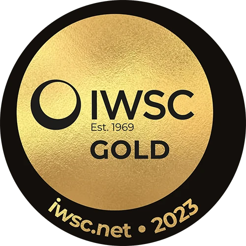 IWC Gold award badge with golden circle, Est. 1969, and 2023 text